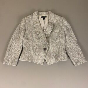 St. John Tweed Blazer Jacket Size 10 Beige Career‎ Office Classic Neutral Colors